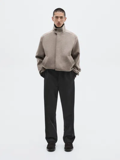 Massimo Dutti Wool Blend High Neck Jacket In Animal Print