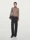Massimo Dutti Wool Blend High Neck Knit Sweater In Black