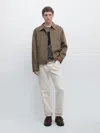 Massimo Dutti Wool Blend Jacket With Pockets In Brown