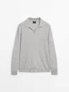 Massimo Dutti Wool Blend Knit Polo Sweater In Grey Marl