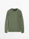 Massimo Dutti Wool Blend Knit Sweater In Khaki
