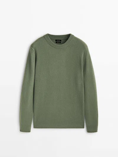 Massimo Dutti Wool Blend Knit Sweater In Khaki