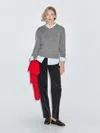 Massimo Dutti Wool Blend Knit V In Gray