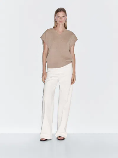 Massimo Dutti Wool Blend Knit Vest In Brown