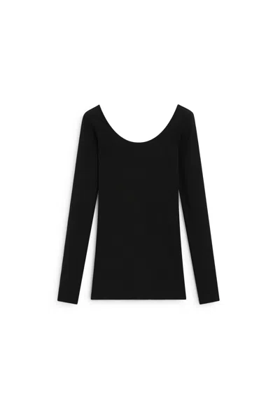 Massimo Dutti Top Largo Entallado Mezcla Lana In Black