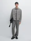 Massimo Dutti Wool Blend Overshirt With Pockets In Gray