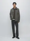 Massimo Dutti Wool Blend Overshirt With Pockets In Gray