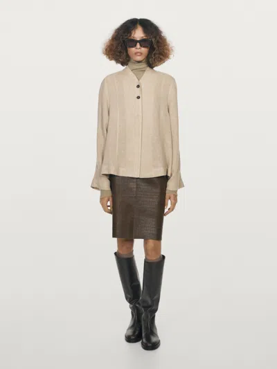 Massimo Dutti Wool Blend Overshirt With Visible Buttons In Multi