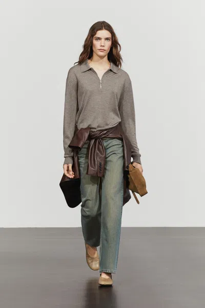 Massimo Dutti Wool Blend Quarter In Gray