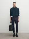 Massimo Dutti Pullover Aus Wolle Und Kaschmir Mit Rundausschnitt Und Patentmuster In Faded Navy