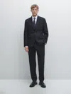 Massimo Dutti Wool Blend Suit Blazer In Multi