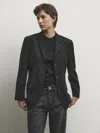 Massimo Dutti Anzugblazer Aus Wollmischung In Wickeloptik In Schwarz