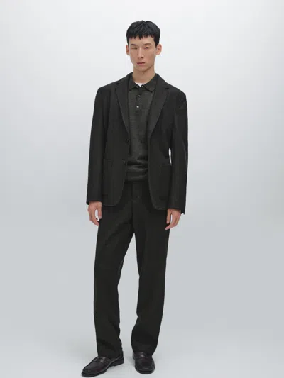 Massimo Dutti Wool Blend Trousers In Black