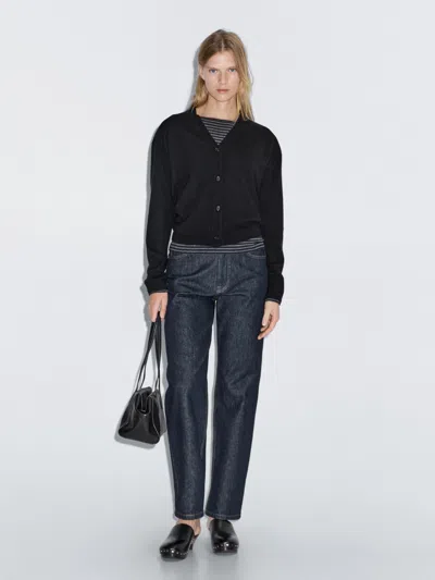 Massimo Dutti Wool Blend V In Black