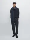 Massimo Dutti Wool Blend V In Blue