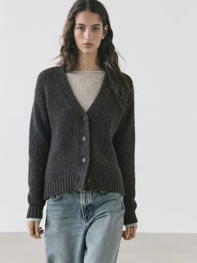 Massimo Dutti Wool Blend V In Gray