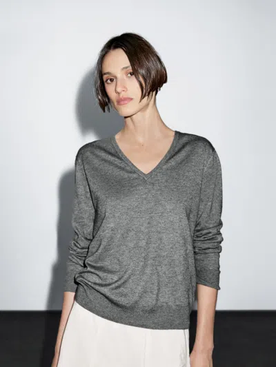 Massimo Dutti Wool Blend V In Multi