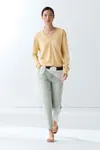 Massimo Dutti Wool Blend V In Yellow