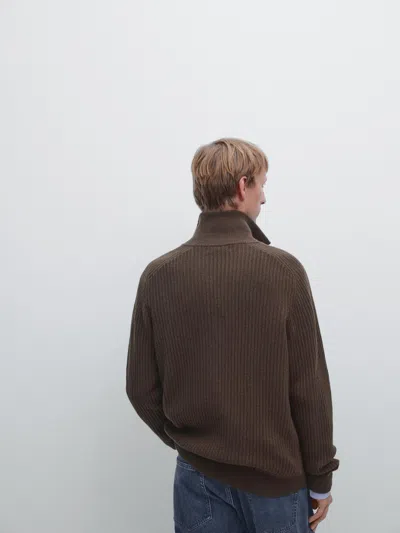Massimo Dutti Wool Blend Zip In Brown