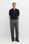 Massimo Dutti Wool Blend Zip In Navy Blue