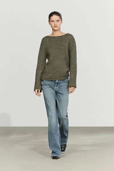Massimo Dutti Camisola De Malha Com Decote Barco E Lã In Gray