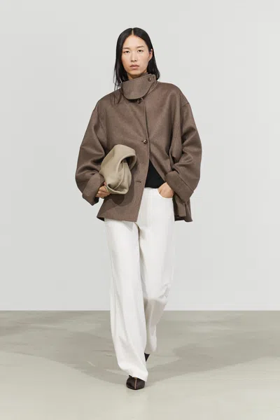Massimo Dutti Wool In Castanho Toupeira