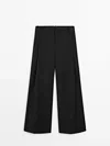 Massimo Dutti Wool Darted Trousers In Black