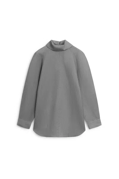 Massimo Dutti Blusa Volumen Mezcla Lana Seda In Gray