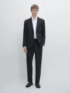 Massimo Dutti Wool Suit Blazer In Black