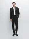 Massimo Dutti Wool Suit Blazer In Gray