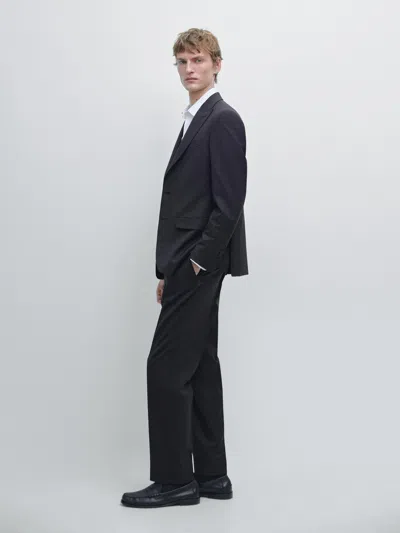 Massimo Dutti Wool Suit Trousers In Blue