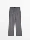Massimo Dutti Flannel Wool Blend Carpenter Trousers In Grey