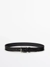 MASSIMO DUTTI WORN EFFECT LEATHER BELT