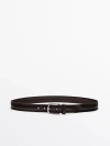 MASSIMO DUTTI WORN EFFECT LEATHER BELT