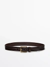 MASSIMO DUTTI WORN EFFECT LEATHER BELT