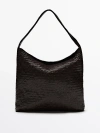 Massimo Dutti Woven Nappa Leather Bag In Brown