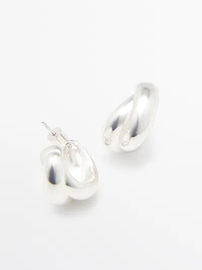 Massimo Dutti Wraparound Hoop Earrings In Metallic
