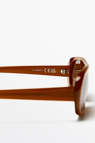 Massimo Dutti Wraparound Sunglasses In Brown