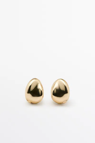 Massimo Dutti Xs Bold Hoop Earrings In Golden
