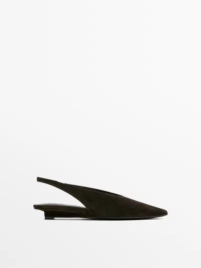 Massimo Dutti Zapato Destalonado Piel Serraje In Brown
