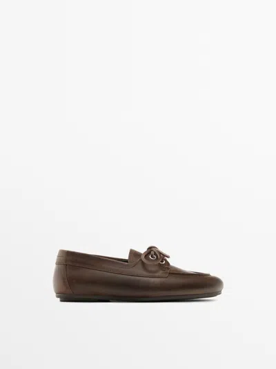 Massimo Dutti Zapato Piel Náutico In Brown