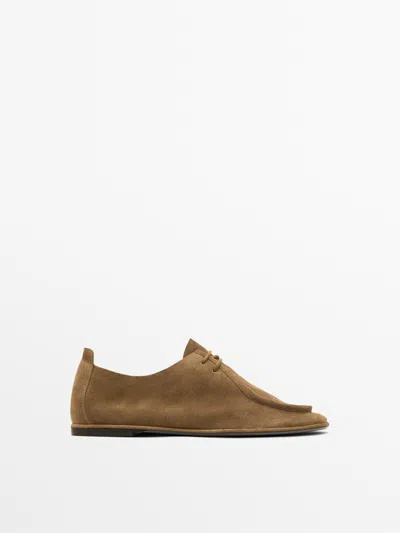 Massimo Dutti Zapato Piel Suave Cordones In Brown