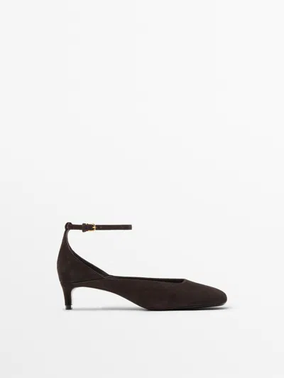 Massimo Dutti Zapato Tacón Horma Cuadrada In Brown