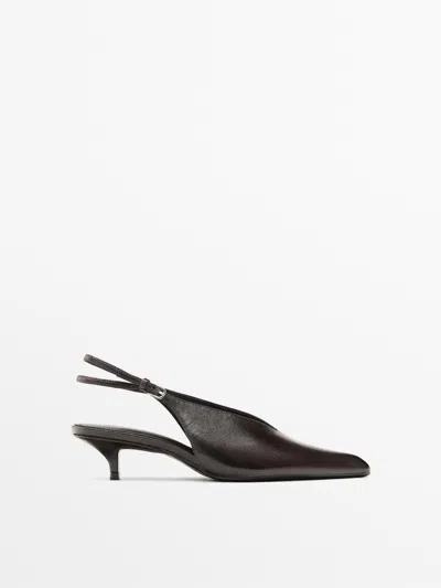 Massimo Dutti Zapato Tacón Piel Destalonado In Black