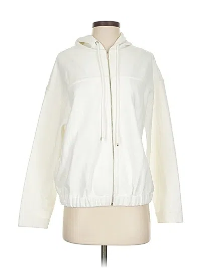 Pre-owned Massimo Dutti Zip Up Hoodie In White