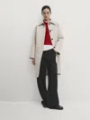 Massimo Dutti Zweilagiger Trenchcoat In Gebrochen Weiss