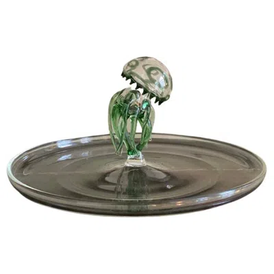 Pre-owned Massimo Lunardon Green Jellyfish-tablet, Murano Glas, Medusa, Bowl