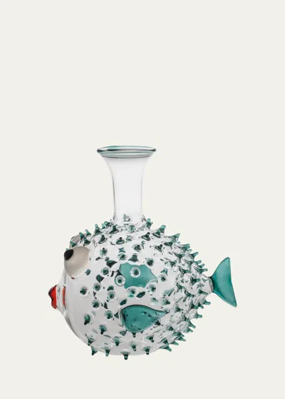 Massimo Lunardon Pufferfish Decanter In Teal