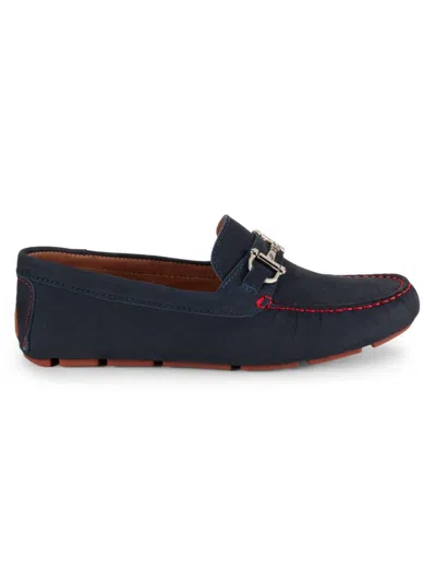 Massimo Matteo Men's Leather Driving Bit Loafers In Navy