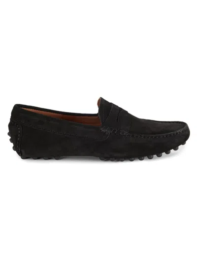 Massimo Matteo Men's Suede Driving Penny Loafers In Black